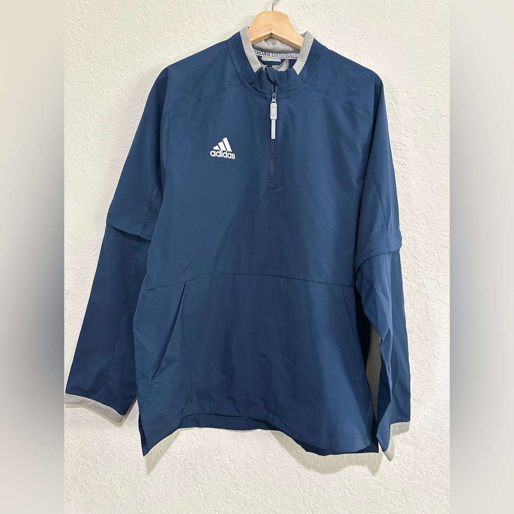 Adidas Gray and Blue Baseball Jacket